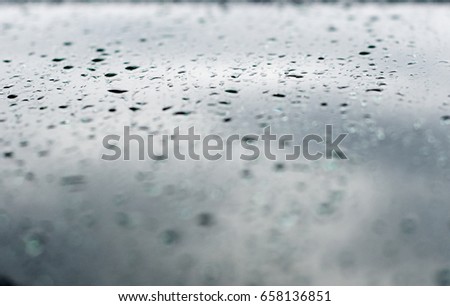 Raindrops on the car glass