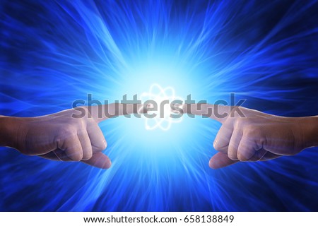 Fingers with energy rays Royalty-Free Stock Photo #658138849
