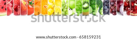 Color fruits and vegetables. Fresh food. Concept Royalty-Free Stock Photo #658159231