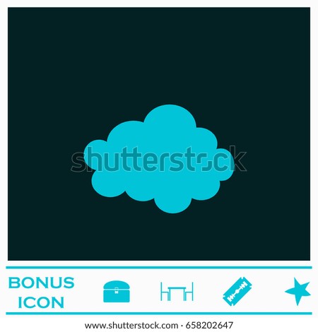 Cloud icon flat. Blue pictogram on dark background. Vector illustration symbol and bonus icons