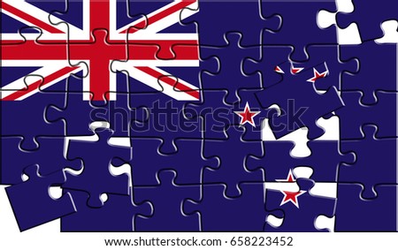 Flag of New Zealand,realistic puzzle effect. This flag can be used in design