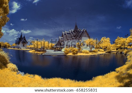 Thai architecture infrared photo