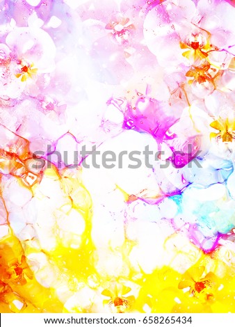 flower on abstract color background. Pink and yellow color.