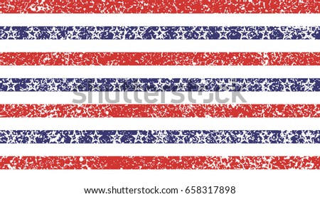 American President Day stars and stripes grunge Abstract Seamless Pattern, colored as USA Flag. Vector Illustration of stars and stripes grunge Background for Celebration Holiday 4th of July.
