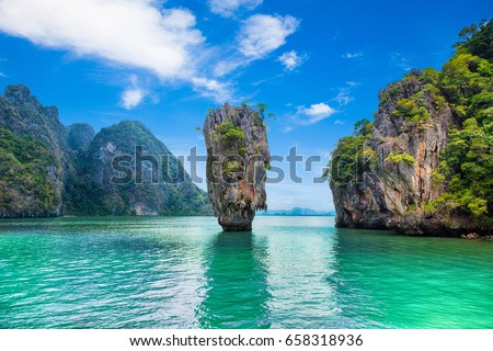 Thailand James Bond stone Island, Phang Nga Royalty-Free Stock Photo #658318936