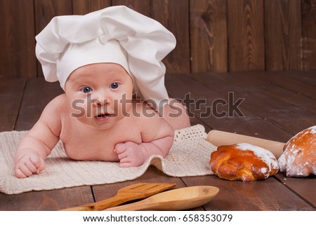 the baby in the head cook flour buns bread