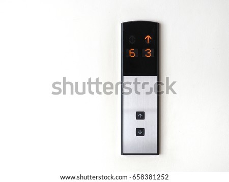 Elevator button up and down direction isolated on white background with copyspace.