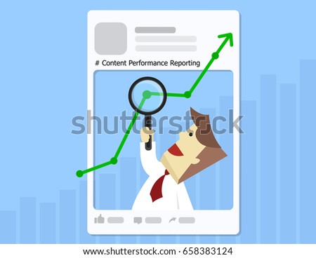 illustration vector of data analysis of fan page insight on social media feedback. Royalty-Free Stock Photo #658383124