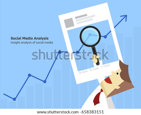 illustration vector of data analysis of fan page insight on social media feedback. Royalty-Free Stock Photo #658383151