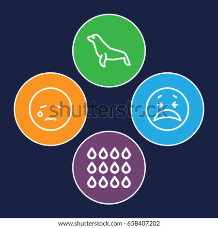 Aqua icons set. set of 4 aqua outline icons such as seal, drop