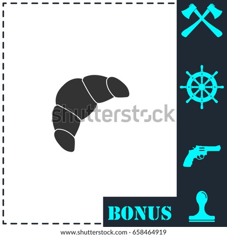 Croissant icon flat. Simple vector symbol and bonus icon