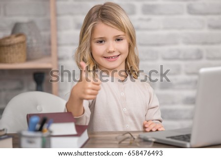 Little Girl Using Digital Device Modern Technology