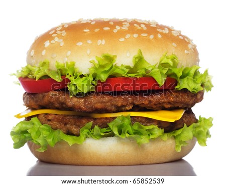 big hamburger isolated on white