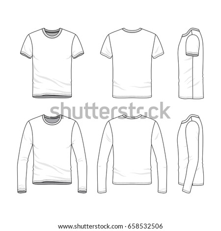 Vector clothing templates. Blank shirts with short and long sleeves.