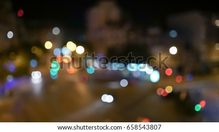Blurred night background of avenida gabriel i alomar in the center of Palma de Mallorca, Spain. Balearic Islands