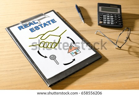 Real estate concept on a clipboard with a calculator