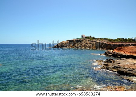 Spain. Ibiza. Es Canar. View of the bay to the Right