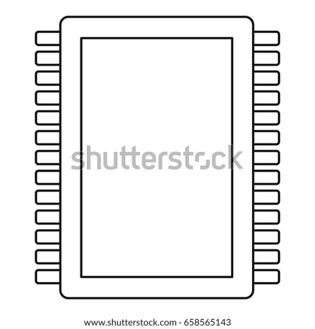 Computer electronic circuit board icon in outline style isolated  illustration
