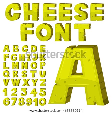 Font design for english alphabets in yellow illustration