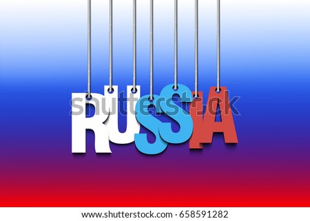 The word Russia hang on the ropes. Vector illustration