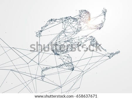 Running Man, Network connection, vector illustration. Royalty-Free Stock Photo #658637671