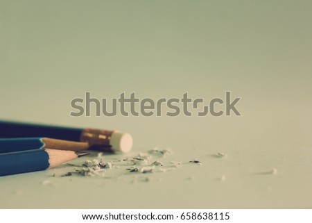 Closeup of pencil eraser , soft focus. Mistake erase concept