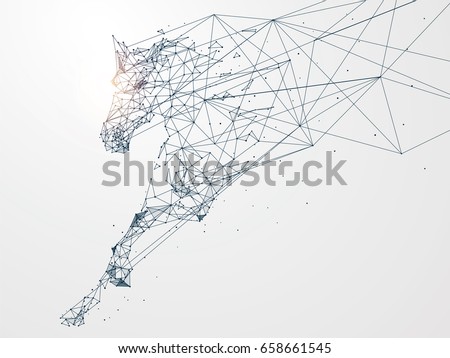 Galloping horse,Network connection turned into,vector illustration,