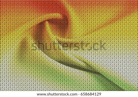 Texture, background, pattern. Abstract drawing in a small point, a bright spot of light. Red, yellow, shades of green