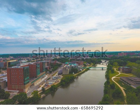 Pick from a variety of breath taking views capture by a drone. Aerial photos are taken from a variety of places and themes. Enjoy the aerial views! 
Iowa City Iowa Aerial Photography  Royalty-Free Stock Photo #658695292