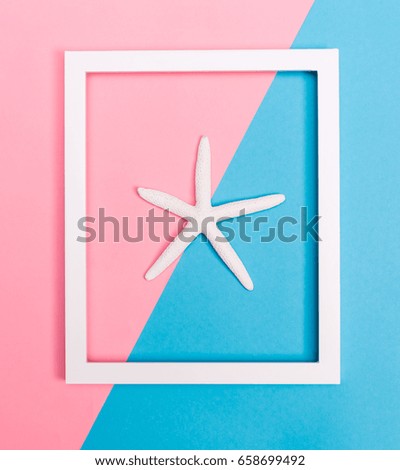 Starfish and frame on a vibrant duotone background