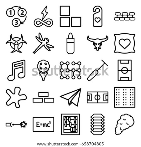 Texture icons set. set of 25 texture outline icons such as bull skull, field, brick wall, pillow with heart on it, lipstick, splash, heart tag, medical hammer, smoke, 1 2 3