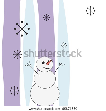 Joyful snowman. On an abstract background.