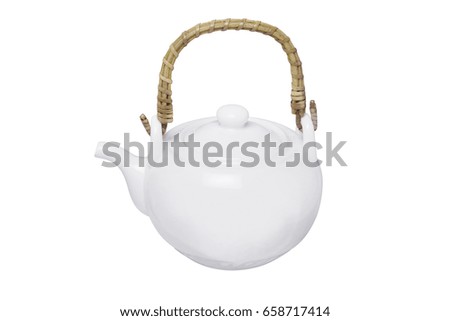 Elegant Chinese Japanese tea pot isolated with bamboo handle