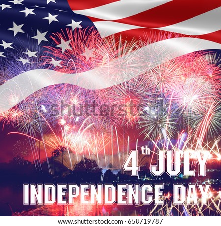Fourth of July Independence Day card. Independence day fireworks. 