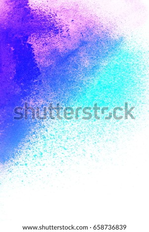 abstract colorful powder splatted background on white background.