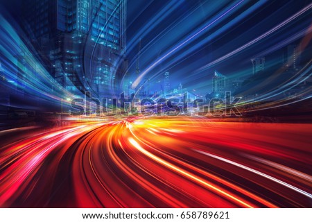 Motion speed effect with City Night Illustration Royalty-Free Stock Photo #658789621