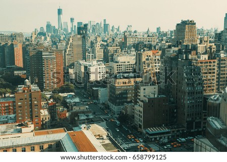 New York Manhattan landscape. Copy space. 
