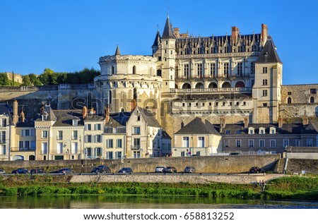 The royal Chateau at Amboise  in the Loire Valley in France. Chateau d'Amboise.   Royalty-Free Stock Photo #658813252