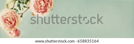 Banner with vintage roses design - web header template - website design - simple background