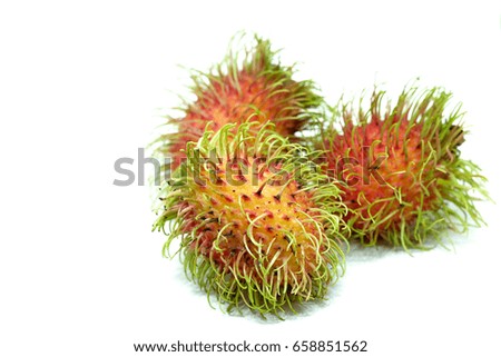 Rambutan on white background with selective focus