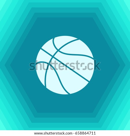 Vector flat basketball icon on hexagonal background