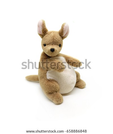 cute kangaroo dolls is stand alone show in front of white background