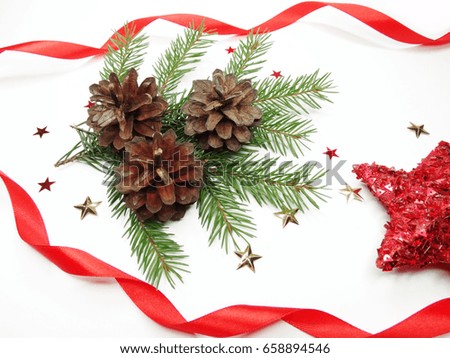 christmas background with fir branches frame lights and copy space