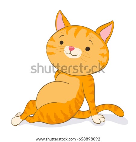 cute cat resting. red tabby kitten. cartoon vector illustration