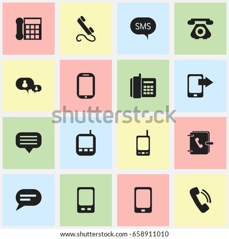 Set Of 16 Editable Gadget Icons. Includes Symbols Such As Chatting, Tablet, Radio Talkie And More. Can Be Used For Web, Mobile, UI And Infographic Design.
