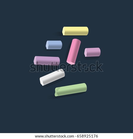 Chalk icon in flat style isolated vector illustration on blue transparent background. Colored chalk vector.  Royalty-Free Stock Photo #658925176