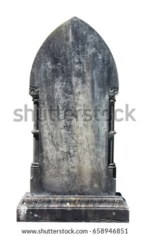 Blank gravestone isolated on white ready for inscription Royalty-Free Stock Photo #658946851