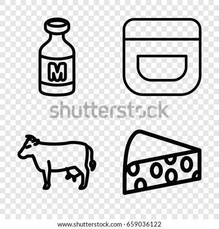 Dairy icons set. set of 4 dairy outline icons such as cow, cream, milk