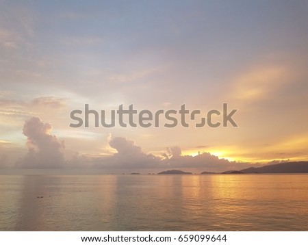 The nice coulorful sky with clouds at Sunset beach, Lipe Isand,Satun, Thailand