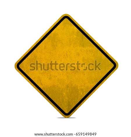 Blank yellow road sign or Empty traffic signs isolated on white background. Object with clipping path